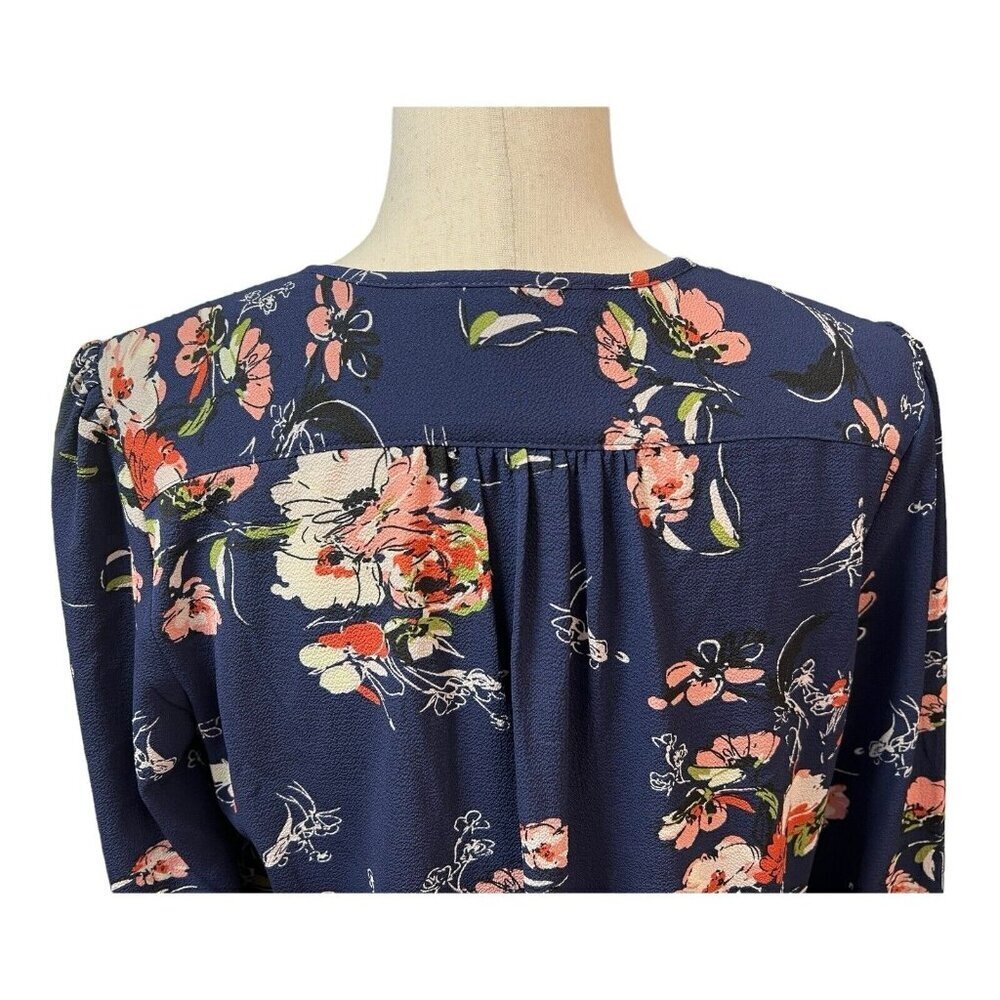 Fun2Fun Womens Floral Blouse~Size Small~Navy 3/4 Sleeve Top~NWOT~L12 10 - Picture 8 of 12